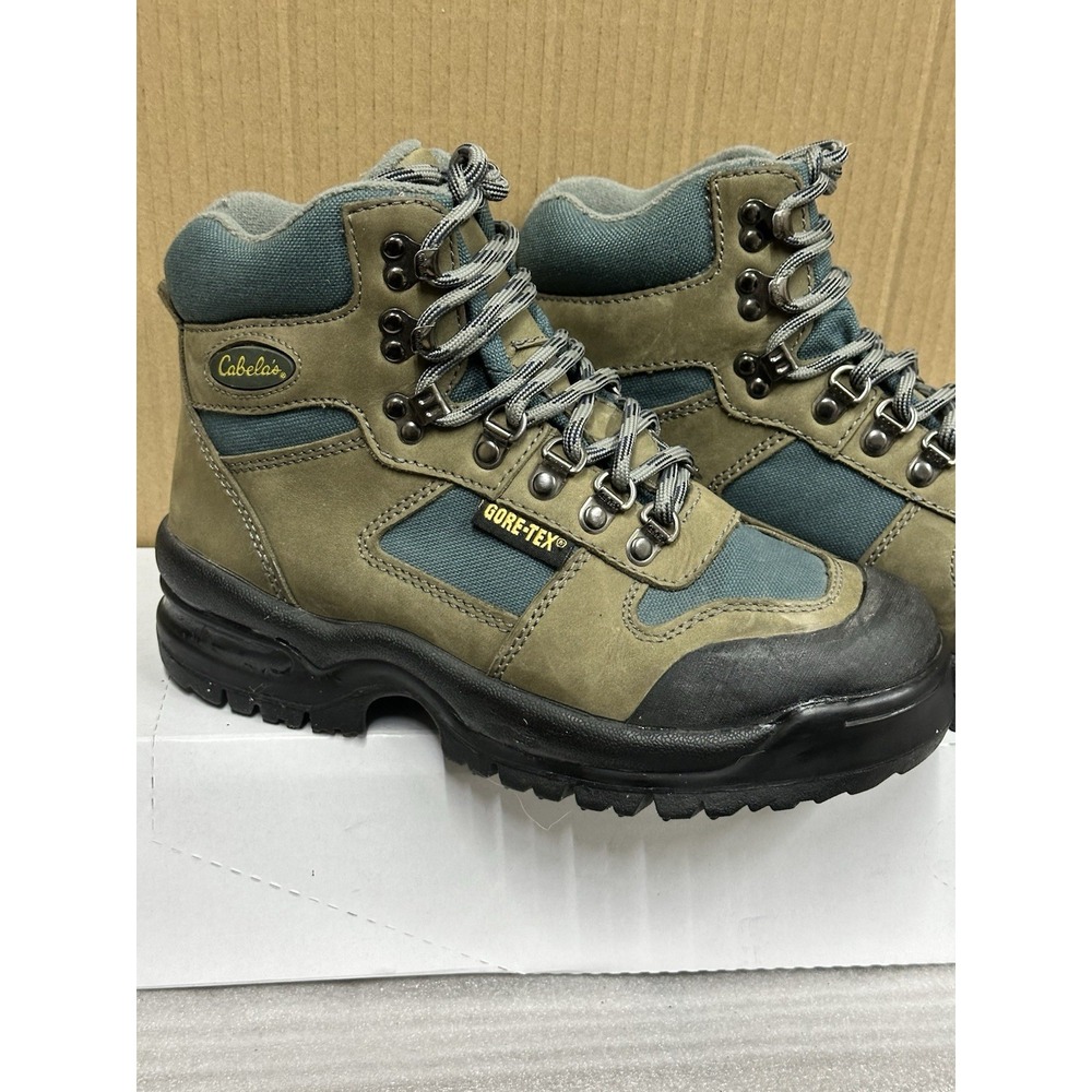 Cabelas gore tex boots 4y Hiking Boot Hunting Hiking Blue Green Black Lace Up